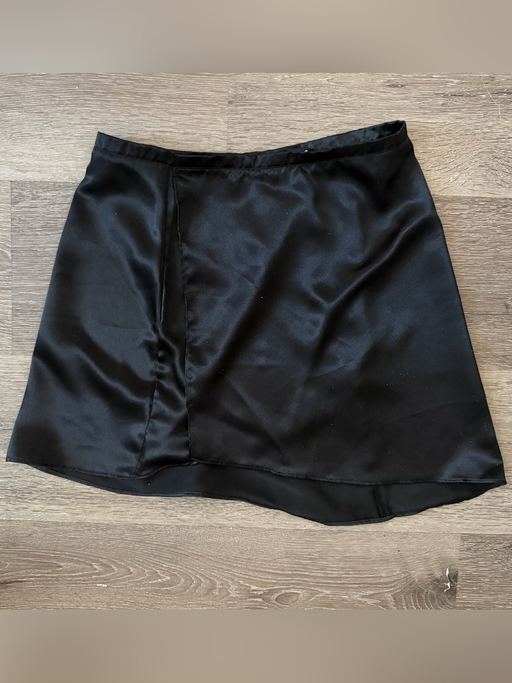 Black Satin Mini Wrap-up Skirt